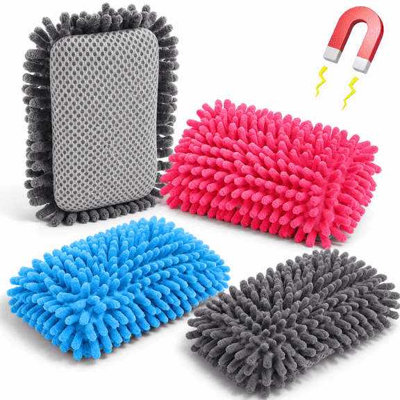 Dry Erase Eraser 4-Pack, Magnetic Dual-Sided Microfiber Whiteboard and Chalkboard Erasers