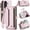 Pink, variant on Crossbody for Samsung Galaxy A37 A57 Case Wallet【RFID Blocking】with 10-Card Holder Zipper Bills Slot, Soft PU Leather Magnetic Flip Wristlet Shoulder Strap Wallet Case for Women