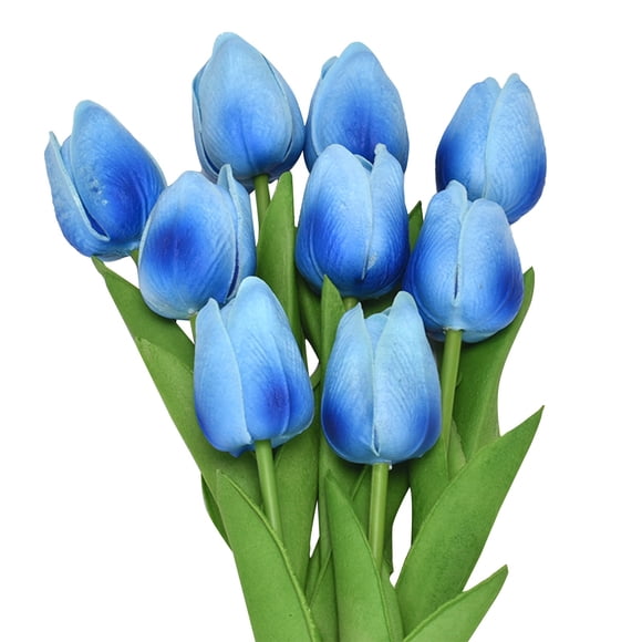Bwiyojiz Count 10pcs 13.38x1.18" Artificial Flowers Flowers, Bouquet Silk Bridal Wedding for Home Garden Party Flower Pack of 10 & Decorative Accents, Plastic, Blue, Gifts for Yourself
