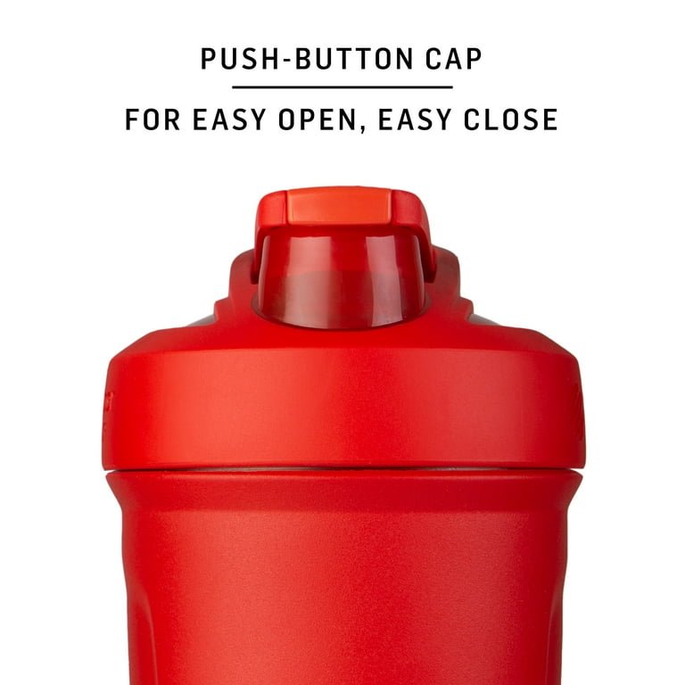 BlenderBottle Strada 24 oz Stainless Steel Shaker Cup Red with Push-Button  and Locking Mechanism