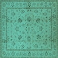 thumbnail image 1 of Ahgly Company Machine Washable Indoor Square Oriental Turquoise Blue Traditional Area Rugs, 3' Square, 1 of 4