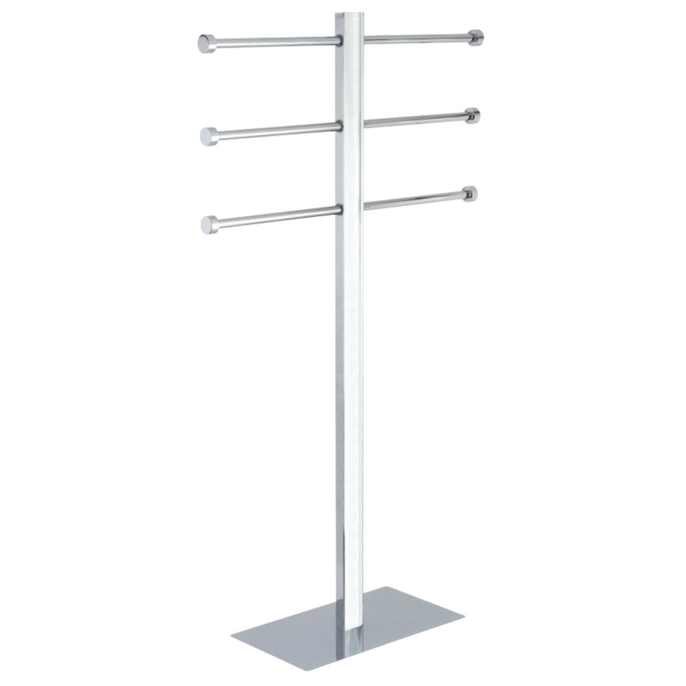 Kingston Brass Edenscape CCS6028 Freestanding Stainless Steel Towel Holder with Rectangular Base, Satin Nickel