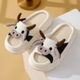 thumbnail image 4 of Pantuflas de algodón y lino para interiores universales para las cuatro estaciones, lindas pantuflas de lino con diseño de vaca pequeña y antideslizantes, 4 of 4