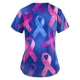 thumbnail image 3 of NAMTYQX Scrubs for Women Tops Soft Stylish Breast Cancer Awareness T-Shirts Blue Size 2XL, 3 of 4