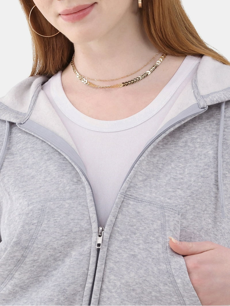 No Boundaries Cropped Fleece Zip Hoodie, Women's - Walmart.com