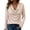 Beige, variant on Flared Collar Ribbed Knit Long Sleeve Solid Blouse For Women Casual And Trendy Look