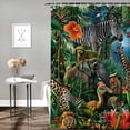 thumbnail image 2 of Orinice  Jungle Animal Shower Curtain Tropical Palm Leaves Sunset Fantasy Starry Sky African Safari Elephant Lion Tiger Swamp Kids Cartoon for Bathroom Decor Accessories Bathtub Curtain  69x72, 2 of 7