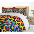 thumbnail image 5 of Ambesonne Leopard Print Duvet Cover Set, Rainbow Surreal World, Queen, Orange Multicolor, 5 of 6