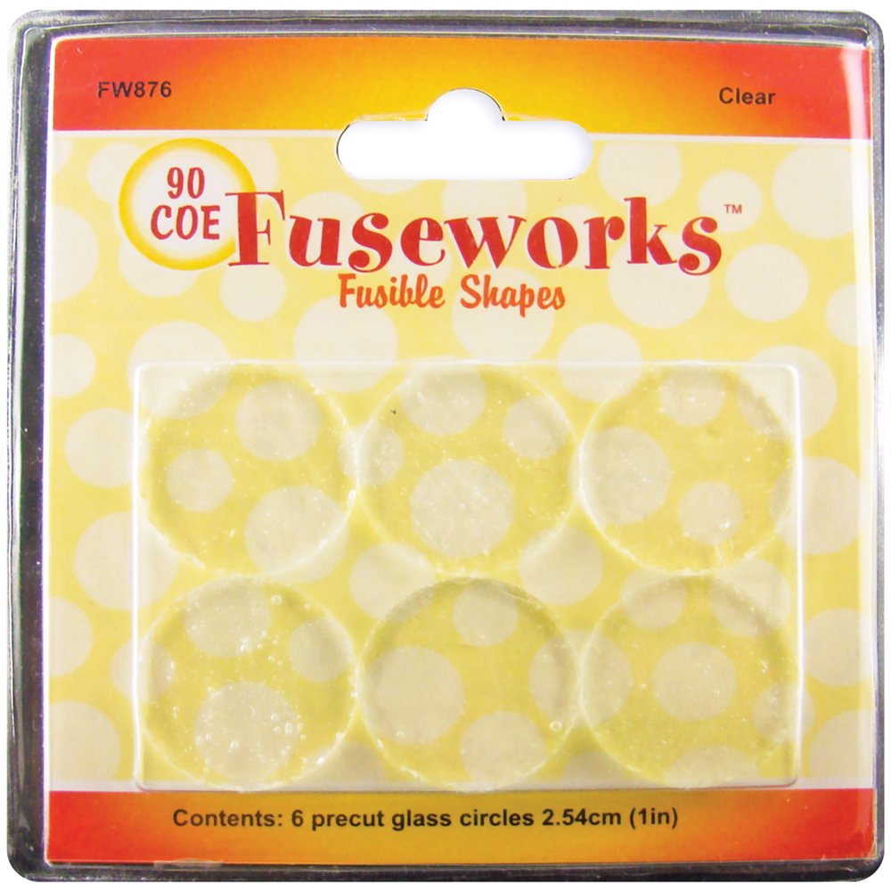 Fuseworks Fusible Glass Shapes Round 1" 6/PkgClear