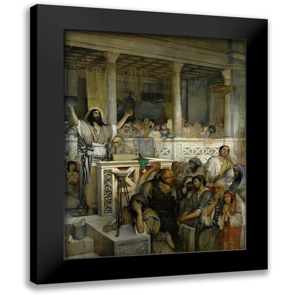 Gottlieb, Maurycy 12x14 Black Modern Framed Museum Art Print Titled - Christ preaching at Capernaum