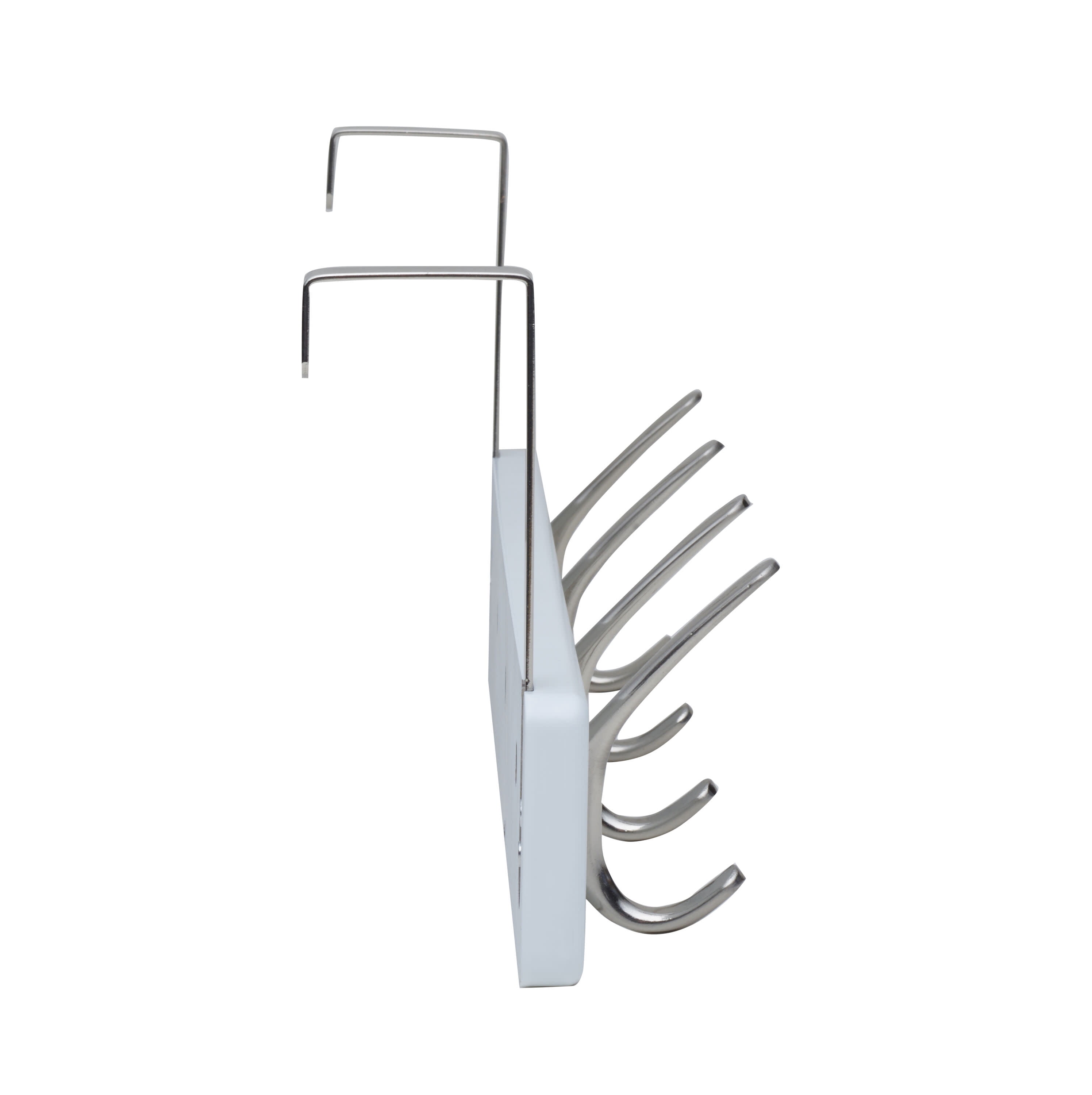 Melannco 18X6 Inch Over The Door MDF Coat Rack With 4 Silver Metal  Hooks White