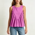 thumbnail image 5 of ClodeEU Women's Round Neck Sleeveless Ruffle Flowy Babydoll Tank Top,Solid Loose Casual Summer Camisole Blouse Hot Pink,Women's Plus XL, 5 of 6