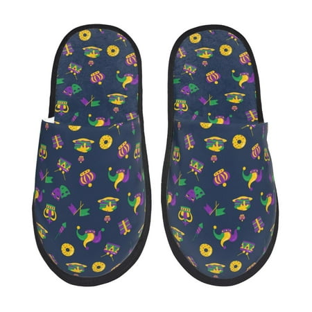 

Tideii Mardi Gras Carnival for Home Indoor Cotton Slippers Autumn and Winter EVA Plush Slippers Household Supplies Unisex-Medium