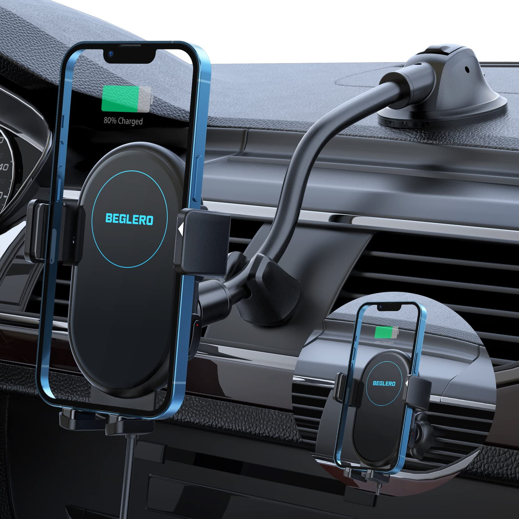 Banzai Wolkenkrabber Pech Wireless Car Charger, 15W Qi Fast Charging, Auto-Clamping Car Wireless  Charger, Air Vent Dashboard Car Phone Holder Compatible with iPhone 14 13  12 11/Pro Max/XR/XS/X/8, Galaxy Note 20/S20/S - Walmart.com