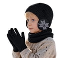 thumbnail image 4 of LIZENG Kids Fleece Lined Hat Scarf Glove Set Winter Thermal Beanie Knitted Neck Warmer Wool Mittens 3 Piece Snow Print Ski Warm Set, 4 of 7