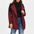 thumbnail image 6 of IROINNID Women's Comfy Mid-Length Coat Solid Color Zip Up Long Sleeve Outwear, Wine, 6 of 9