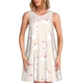 thumbnail image 1 of Easygdp Beautiful Rabbit para Vestido Transpirable de Mujer, Vestido Suelto de Manga Corta con Pliegues y Bolsillos para el Verano, 1 of 7