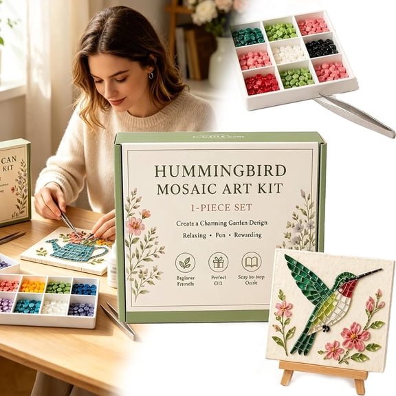 Watering Can Mosaic Art Kit, Floral Mosaic Art DIY Craft Kit, Diamond Art Kits for Adults, Garden Suncatcher Decor Handmade Home Ornament (#A)