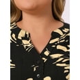 thumbnail image 5 of DARING DIVA Women's Plus Floral 3/4 Sleeve V Neck Button Blouse 1X Black, 5 of 7