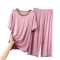 thumbnail image 3 of WCJM Pajamas Set Round Neck Short Sleeved Home Wear Casual Pajama Set, 3 of 3