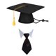 thumbnail image 3 of Conjunto de 2 collares de graduación para mascotas, adorable sombrero de gato, corbata y traje, suministros para fiestas de mascotas (negro), 3 of 6