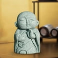 thumbnail image 6 of deevoka Japanese Monk Figurine Tea Pet Buddha Sculpture for Desk Shelf Tea Room Holding Prayer Beads, 6 of 8