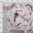 thumbnail image 3 of oneOone Cotton Cambric Pink Fabric Tropical Aminal With Leaves Quilting Supplies Print Sewing Fabric By The Yard 56 Inch Wide, 3 of 4