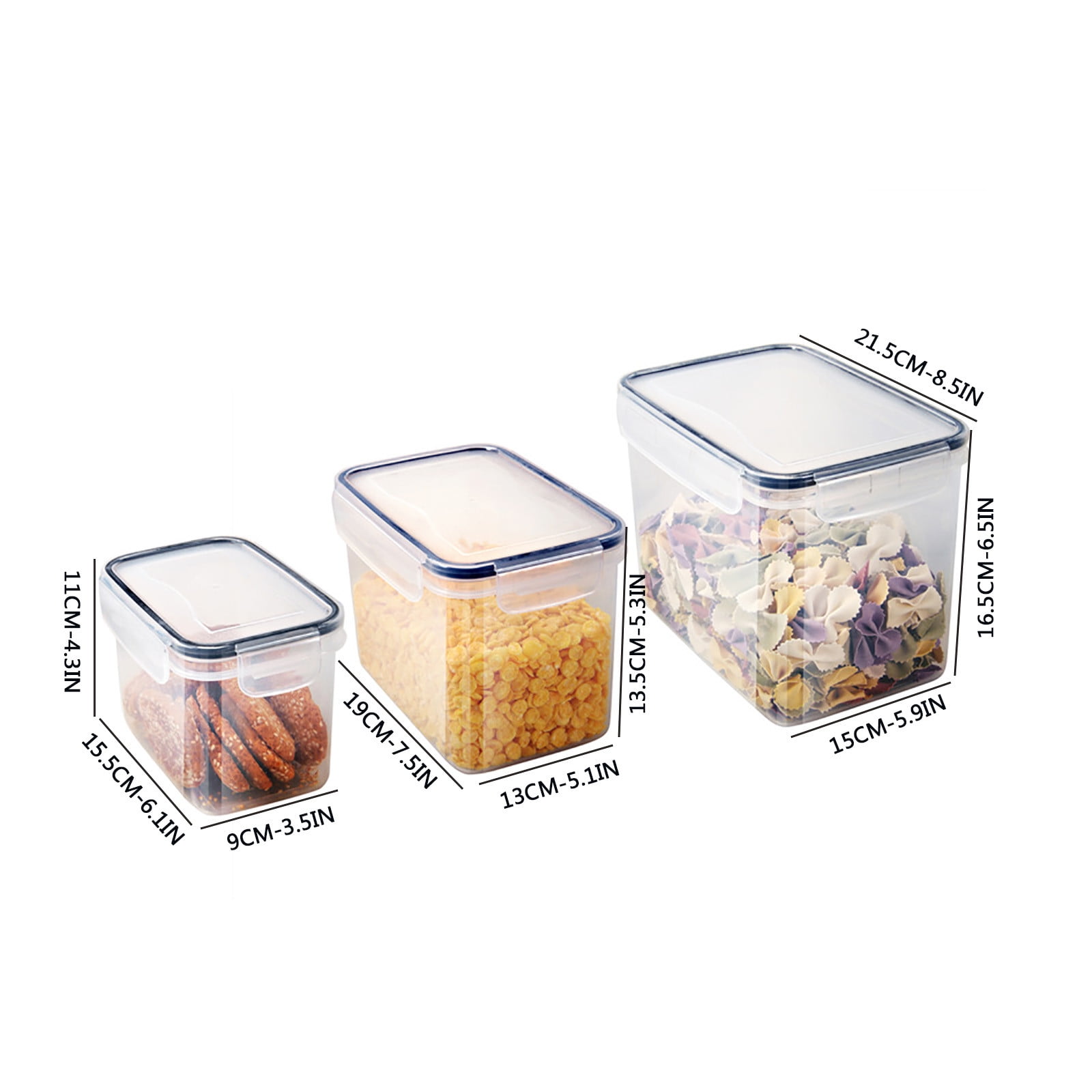 Vacemry under $5 Kitchen Storage Container, 6-Piece Plastic Pantry Organizer Set, Airtight Food Storage Bins for Grains Flour Snacks, Clear Stackable Canisters with Easy Lock Lids