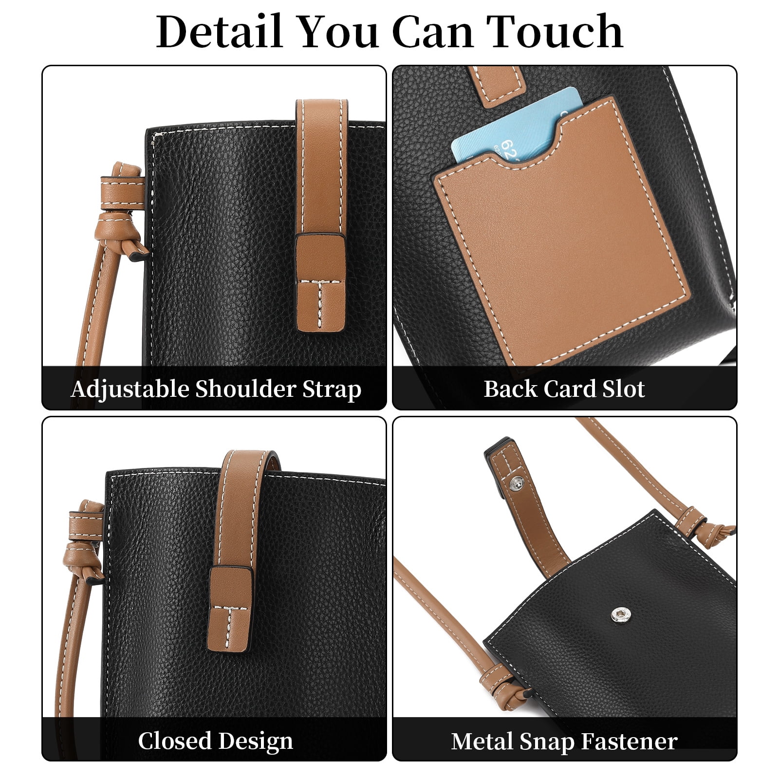 KALUNMA Vegan Leather Small Crossbody Bags for Women Snap Cell Phone Bag Purses Adjustable Strap