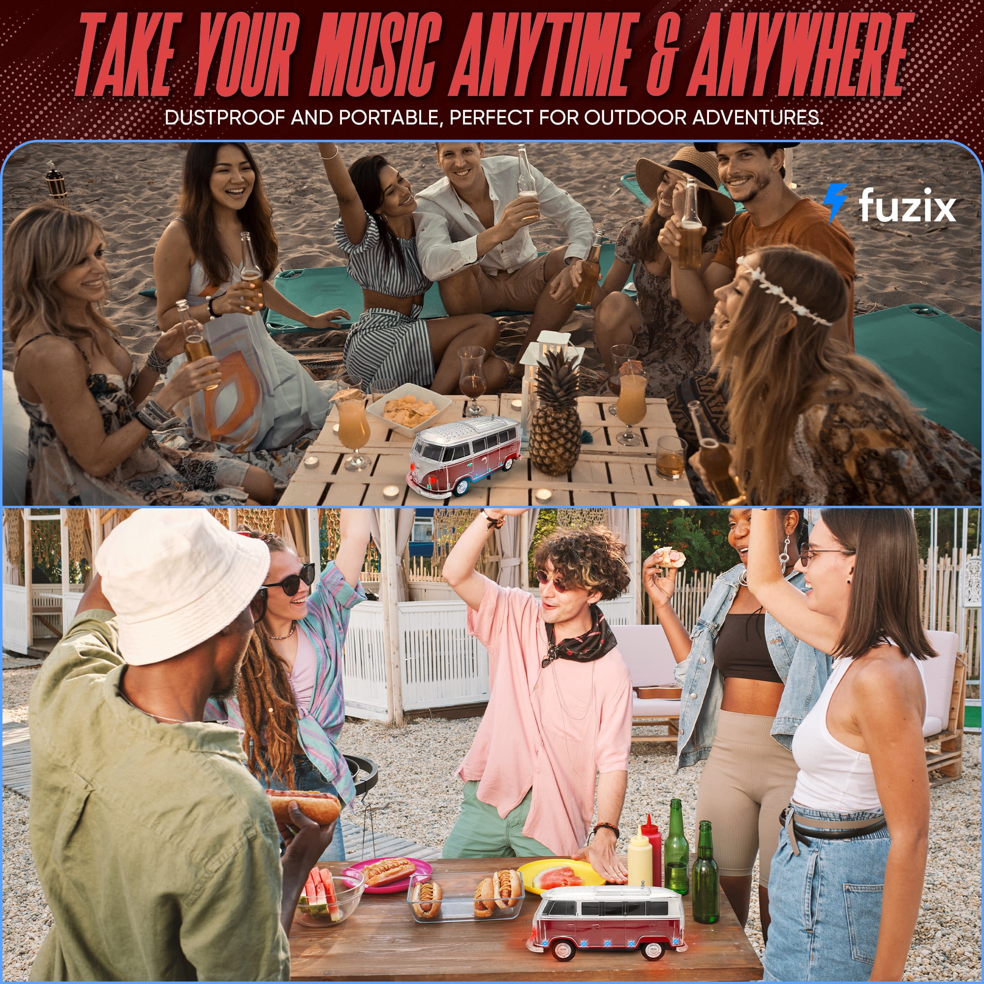 Fuzix WS-267 Car Bluetooth Portable Speaker with LED AUX USB FM Rechargeable