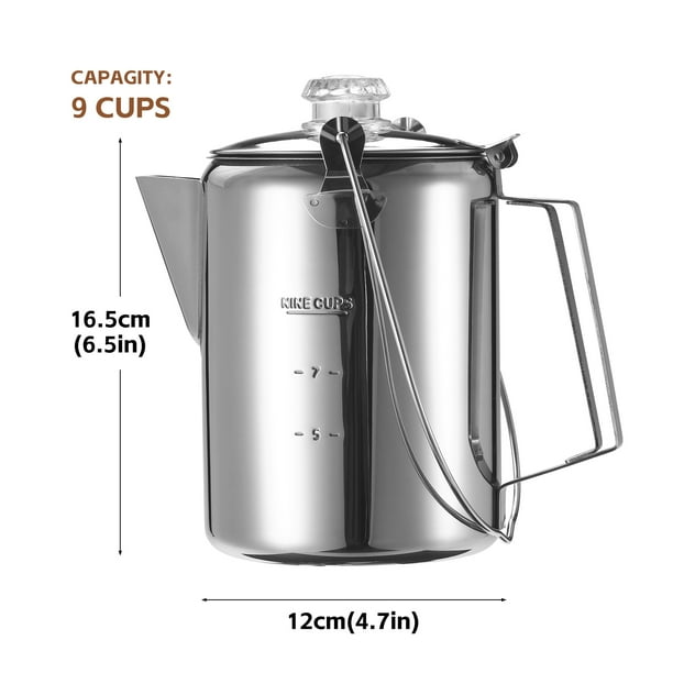 Cafetière Percolateur Camping Mil-Tec 1,3 L - Acier Inoxydable - Léger Et Compact