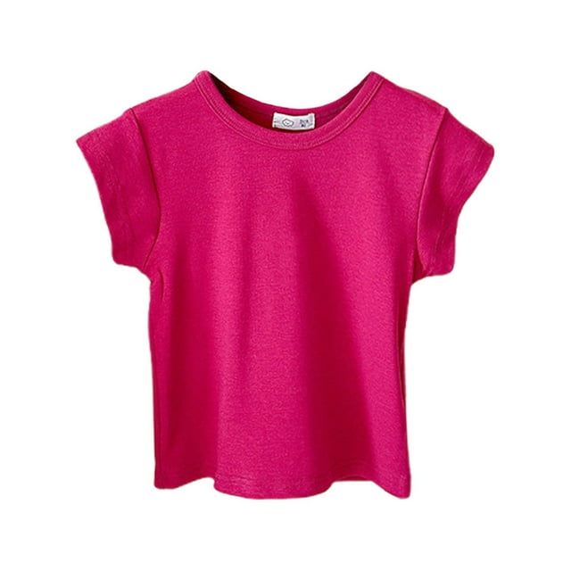 LUOGENLI T-Shirt pour Filles Filles Hauts d'Été Manches Courtes Col Rond Tee Décontracté Confortable Extensible Chandails pour Tout-Petits Enfants Tenue Quotidienne Chandails pour Filles 2025 Moins de 20 7-8 Ans