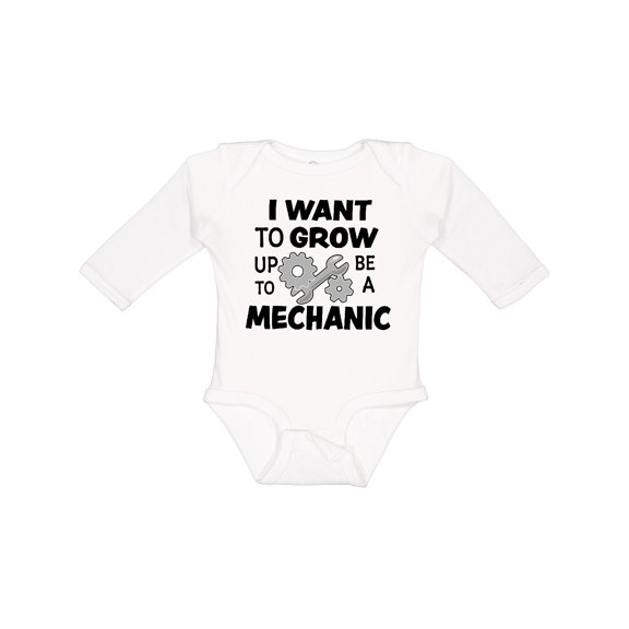 Inktastic I Want To Grow up To Be a Mechanic Boys or Girls Long Sleeve Baby Bodysuit