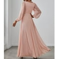 thumbnail image 4 of Lolmot Womens Elegant Sexy V-Neck Long Sleeve Chiffon Dress Grecian Flowy Wrap Maxi Evening Dress Party Dress, 4 of 5