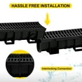 thumbnail image 4 of VEVOR Trench Drain System,5.8x5.2x39-inch HDPE Drainage Trench,Channel Drain with Plastic Grate,Black Plastic Garage Floor Drain,3x39" Trench Drain Grate,With 3 End Caps, For Garden, Driveway-3 Pack, 4 of 9