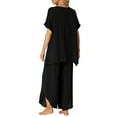 thumbnail image 3 of INSPIRE CHIC Women's Pajamas Casual Short Sleeve Loose Outfit Set Shirt Long Pants 2 Piece Sets XL Black, 3 of 6
