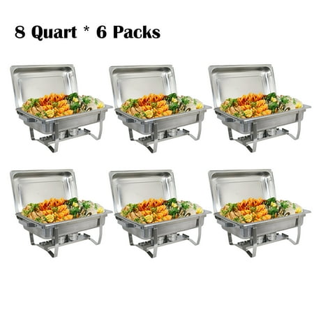 Oval Stainless Steel Chafer (Zimtown (Pack of 6) 8 Quart Full Size Chafing Dishes Buffet, Food Grade Stainless Steel, Catering Chafer Warmer Set for for Weddings Parties Banquets Catering)