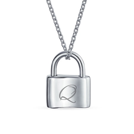 Bling Jewelry Womens Q Script Initial Monogram Lock Pendant Necklace 16 Inch