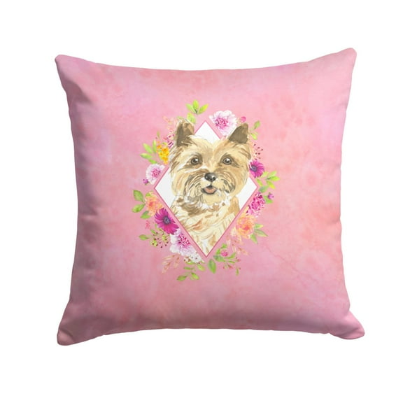 Cairn Terrier Pink Flowers Fabric Decorative Pillow