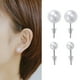 thumbnail image 3 of Paquete de 12 pares de pendientes de perlas geométricas para mujer, ligeros, con decoración de joyas, hipoalergénicos, de perlas sintéticas compuestas (blancos), 3 of 5