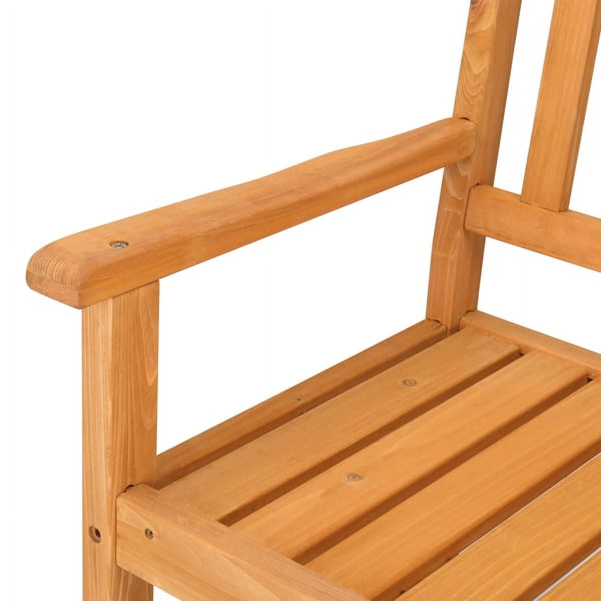 Outdoor Garden Fir Grid Back Wooden Bench Burlywood