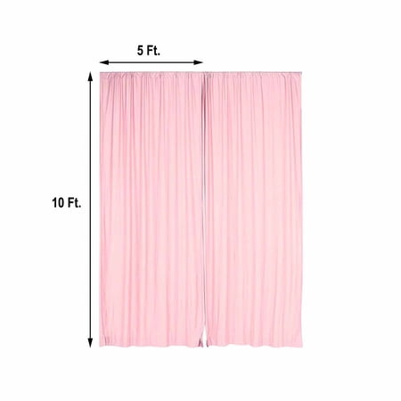 Efavormart 2 Pack | Blush Rose Gold Fire Retardant Scuba Polyester Curtain Panel Backdrops Wrinkle Free With Rod Pockets - 10ftx10ft