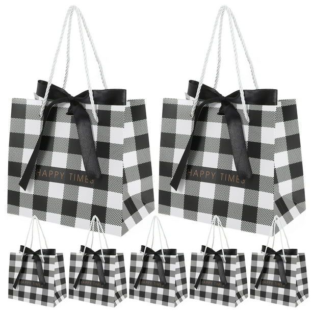 10 bolsas a cuadros con asas para comprar dulces, cumpleaños, bodas, regalos de fiesta, bolsas de papel a cuadros, bolsas para guardar dulces para fiestas
