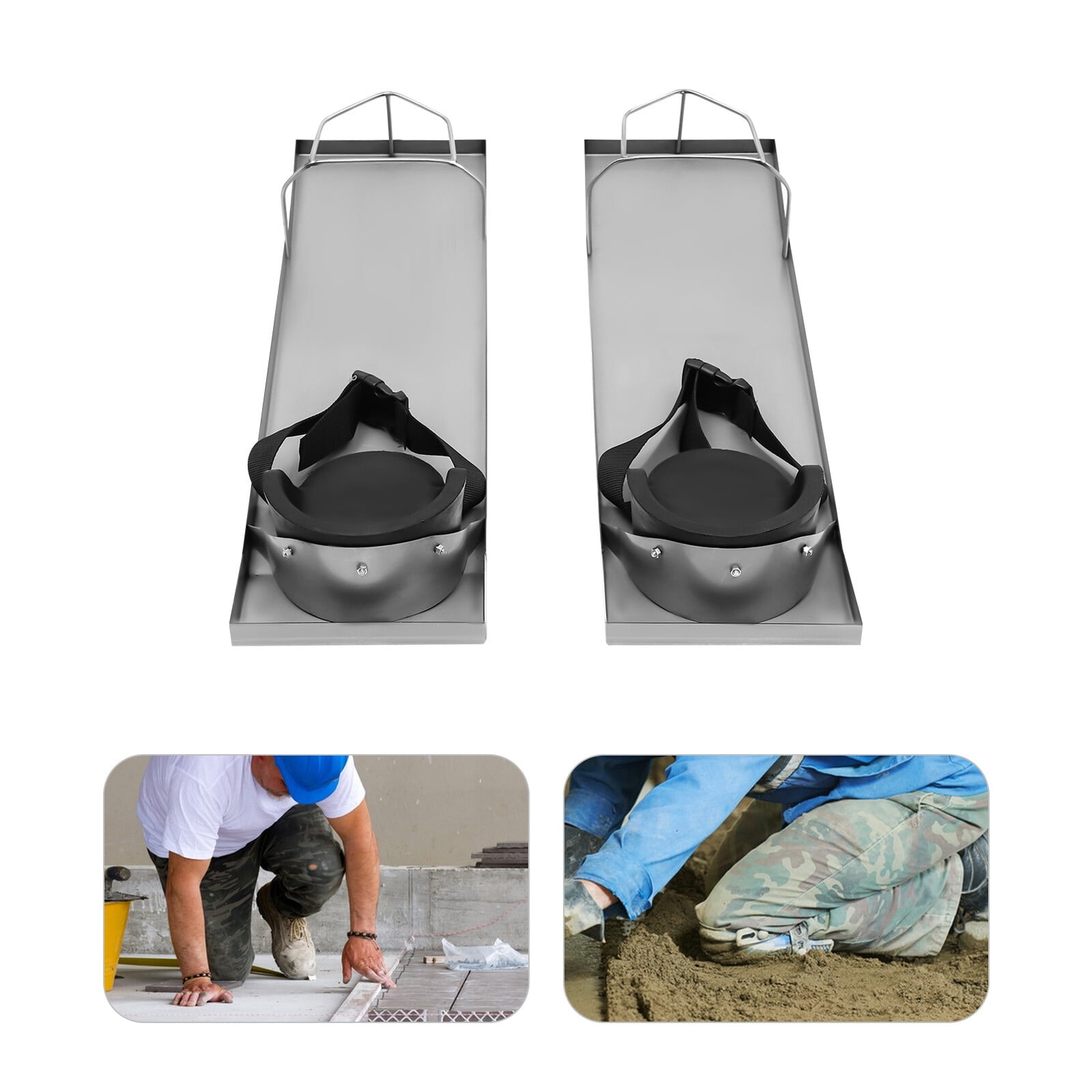 27.17×8×4.33in Concrete Knee Board with Rubber Knee Pads Buckle Straps for Construction