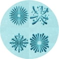 thumbnail image 1 of Ahgly Company Machine Washable Indoor Round Transitional Electric Blue Area Rugs, 4' Round, 1 of 7