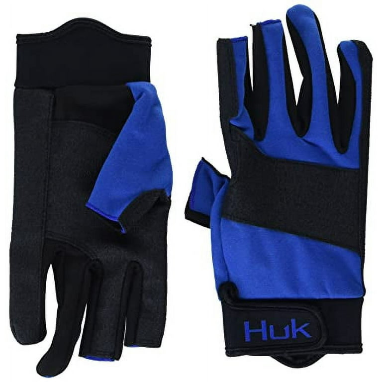 HUK Unisex-Adult Standard Wiring Cut Resistant Fishing Gloves, Blue, X-Large