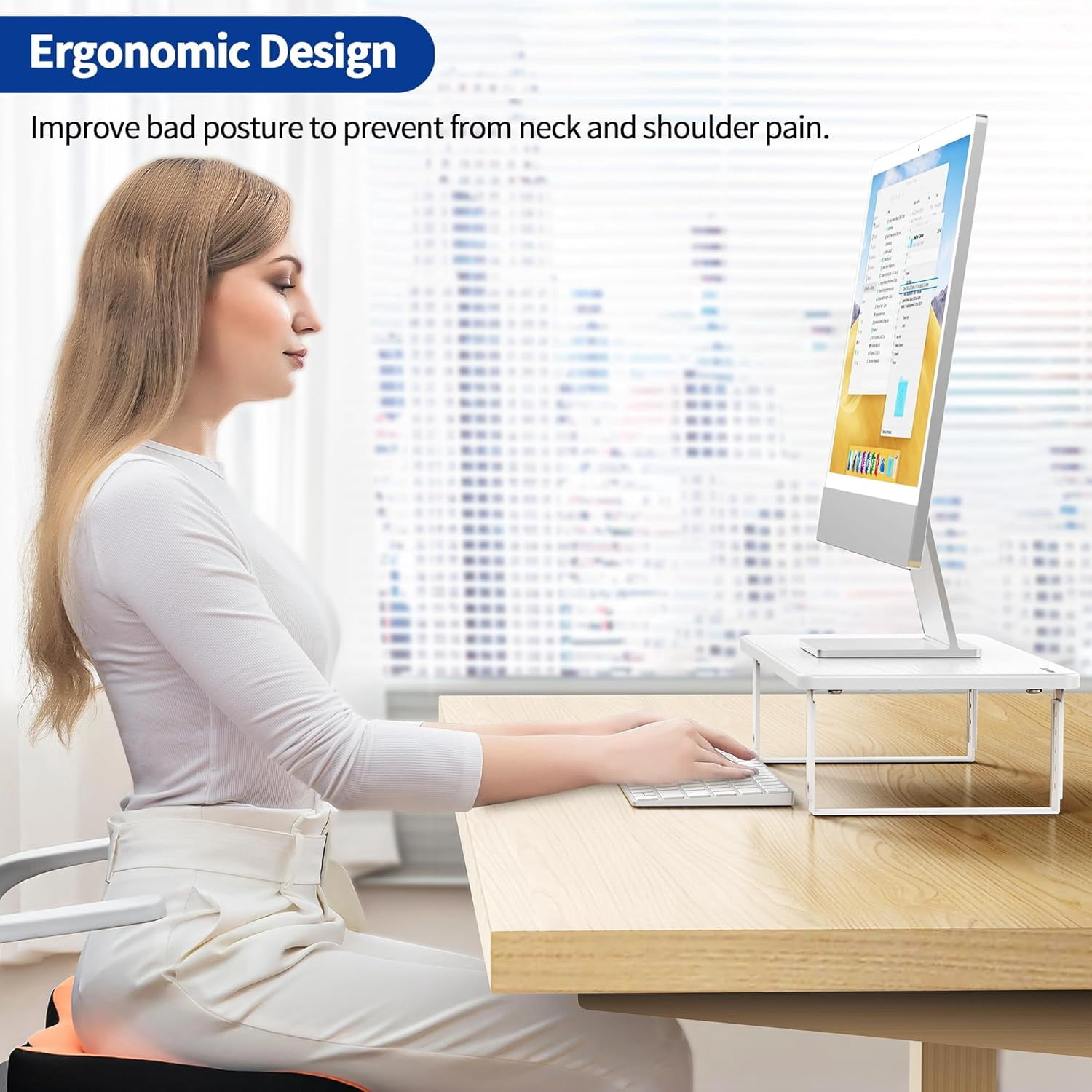 MS01 Monitor Stand Riser, Height Adjustable Laptop Stand, Computer Monitor Stand for Monitor, Computer,Laptop,Printer (White)