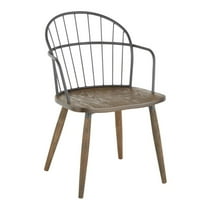 LumiSource Dark Walnut Wood, Black Metal Riley Chair