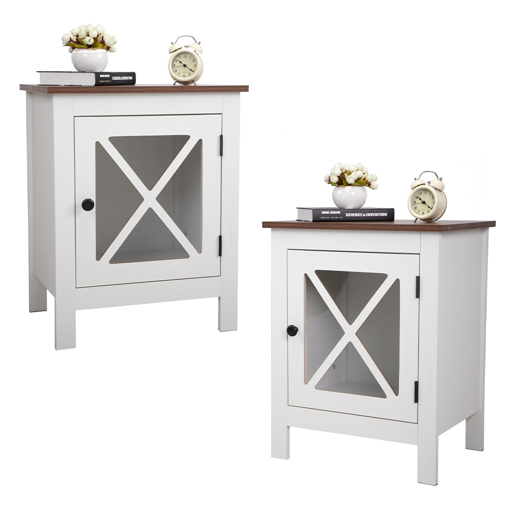 CUH 2Pc Wooden Furniture Vintage Bedroom Easy Assemble Console