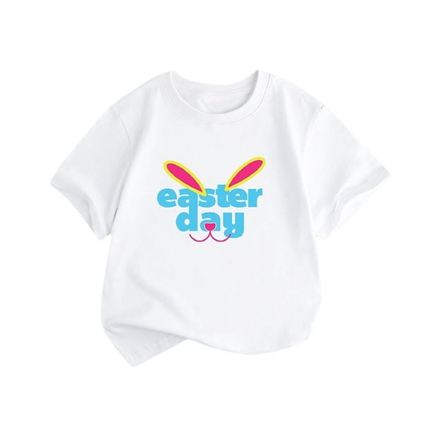 Gibobby blusas y camisas para Niñas Nueva ropa para niños de verano, estilo de Europa y Unidos, camiseta de manga corta para niñas y niños, camiseta con cuello redondo estampado (Blanco, 6-7 Años)